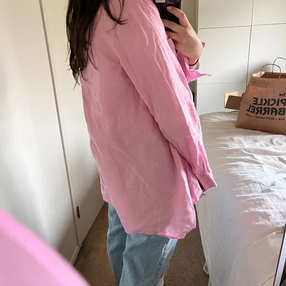 Linen pink button down - Picture 3 of 3